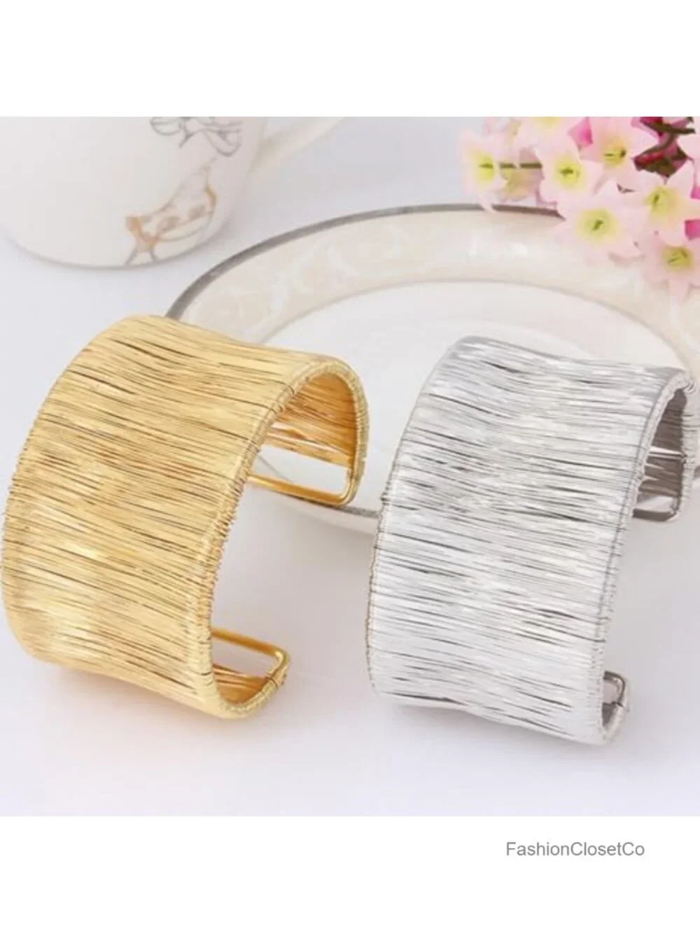 Minimalist Wide Wire Cuff Bracelet Adjustable Open Bangle Boho Statement Jewelry